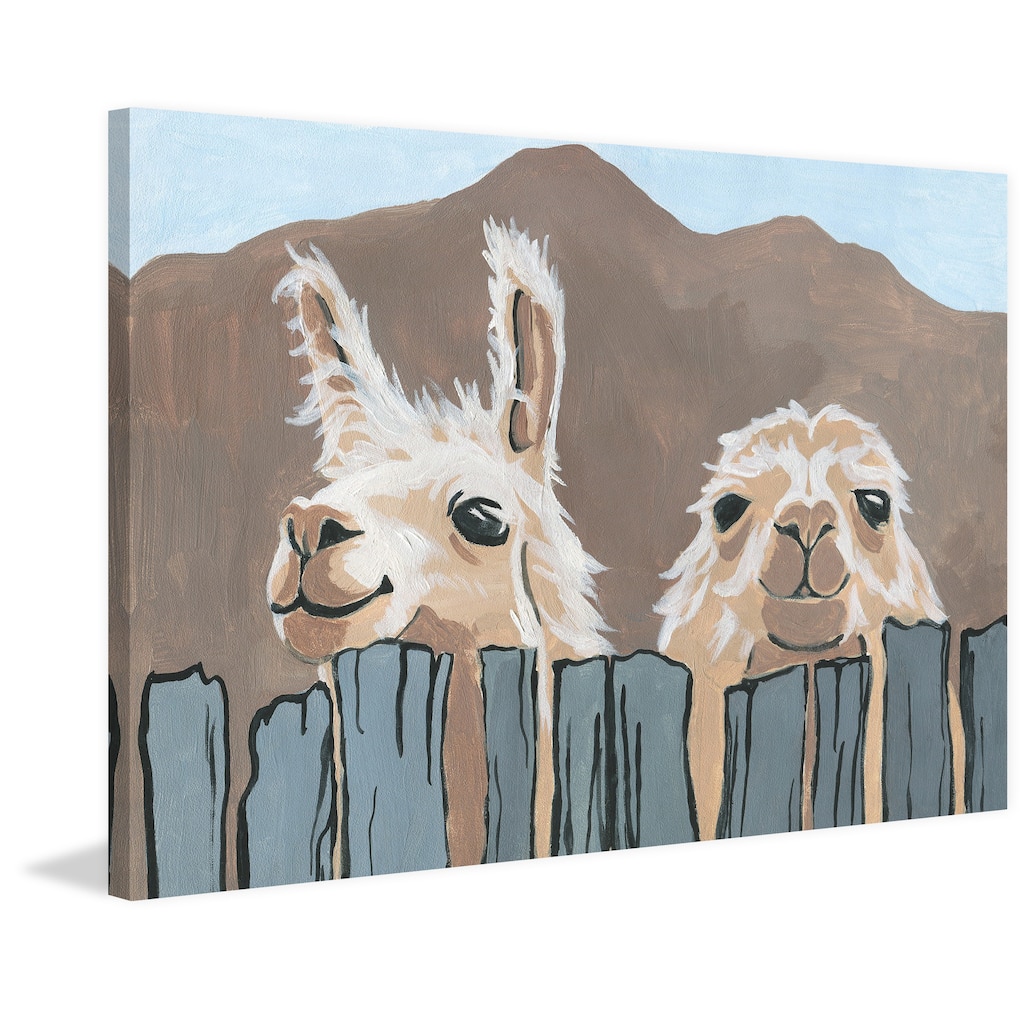 'Peekaboo Llamas' Painting Print on Wrapped Canvas