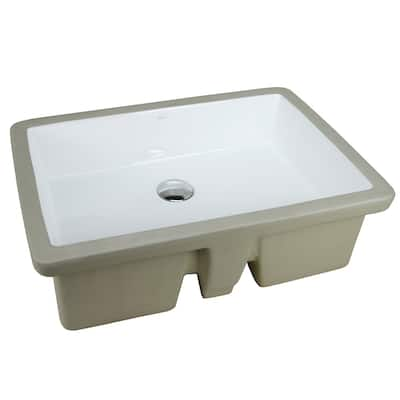 LARGE 22 Inch Rectangular Undermount Vitreous Ceramic Lavatory Vanity Bathroom Sink Pure White