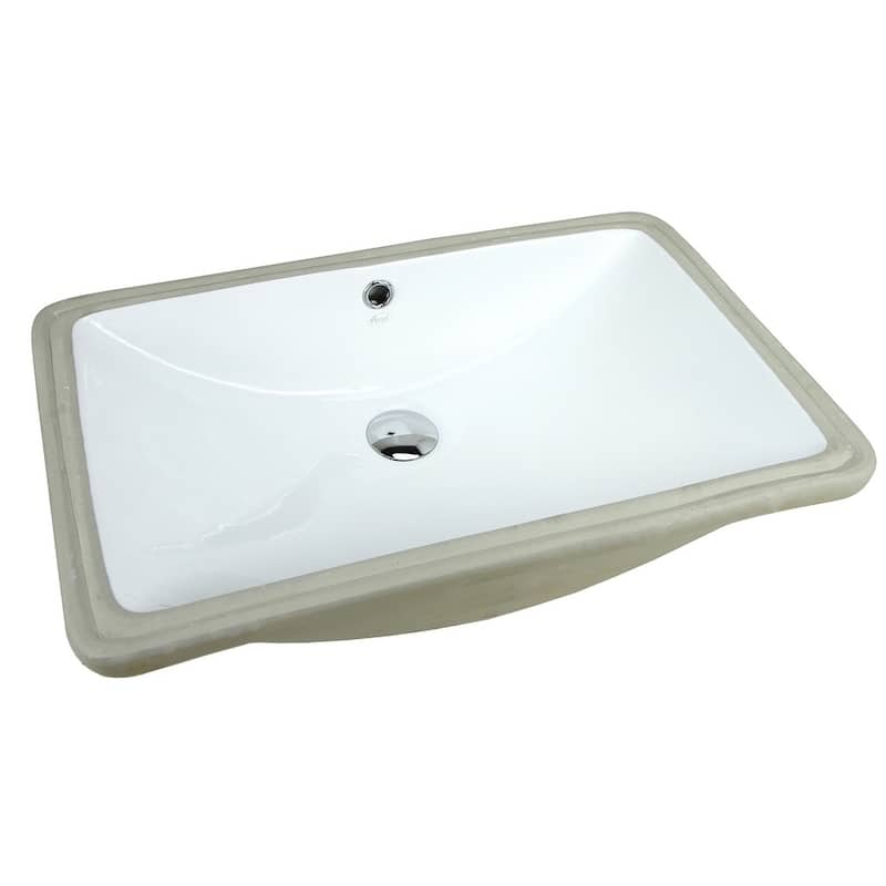 Super Large 24 Inch Rectangular Undermount Vitreous Ceramic Lavatory Vanity Bathroom Sink Pure White
