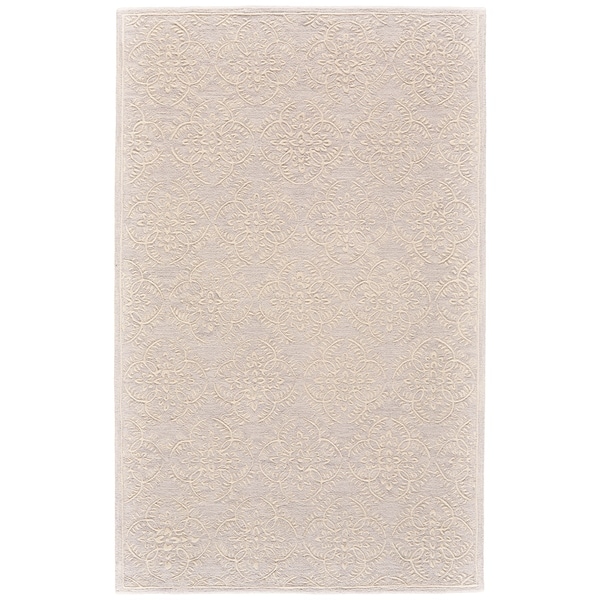 Grand Bazaar Eckels Light Gray/ Ivory Wool Rug - 3'6" x 5'6"