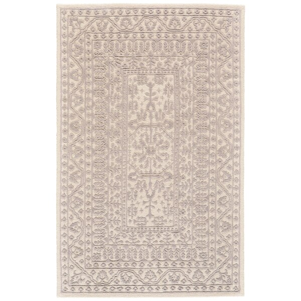Grand Bazaar Eckels Ivory/ Light Gray Wool Rug - 3'6" x 5'6"