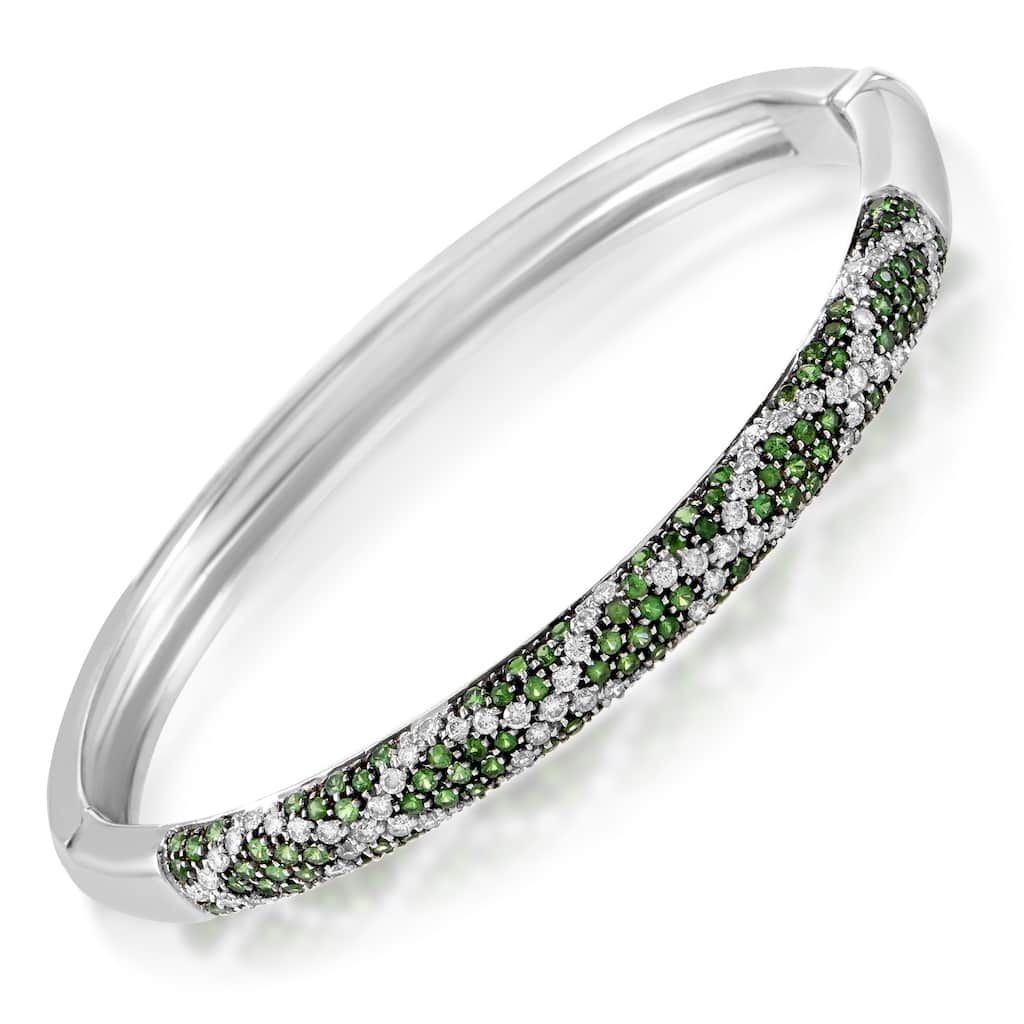 Lani Fratelli White Gold Diamond & Tsavorite Bangle Bracelet