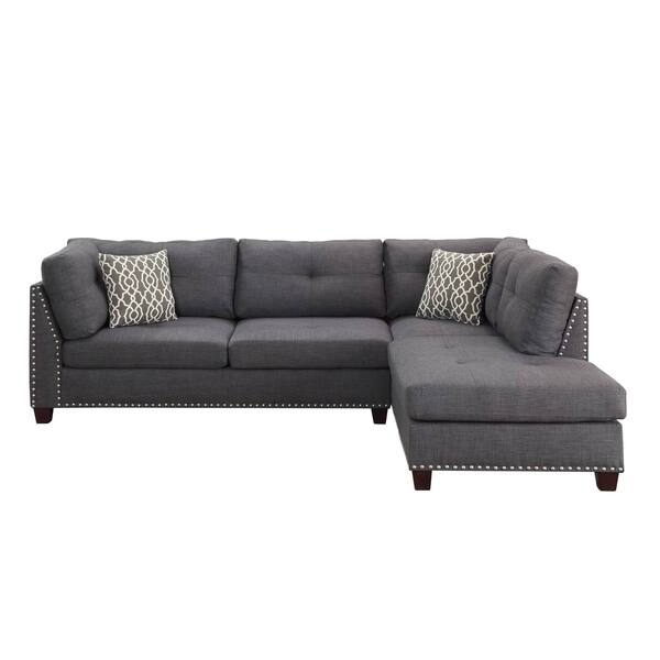 Shop Acme Laurissa L Shape Sectional Sofa With Ottoman In Charcoal