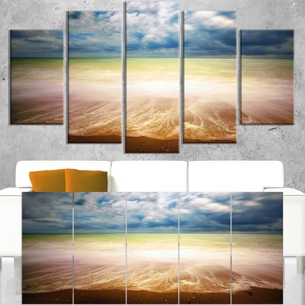 Exotic Beach on Cloudy Summer Day - Contemporary Seascape Art Canvas