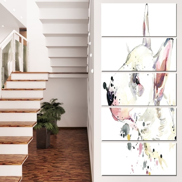 Designart 'Bull Terrier Dog Watercolor' Large Animal Art on Canvas