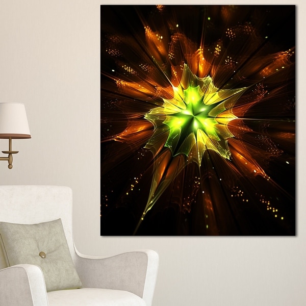 Designart 'Orange Yellow Green Fractal Flower' Flower Canvas Print Artwork