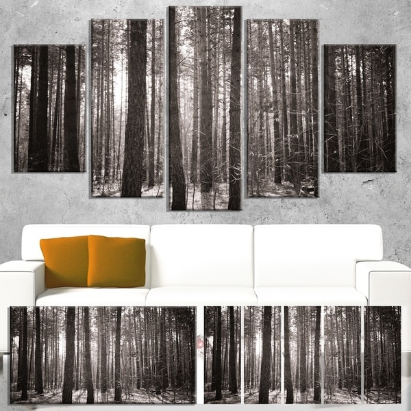Designart 'Beautiful Misty Forest in the Autumn' Large Forest Canvas Art