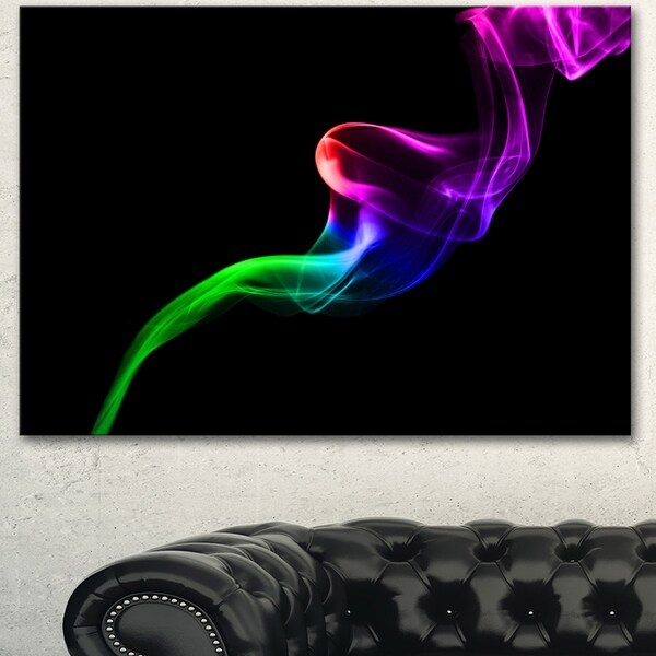 Designart 'Colorful Fractal Fire Design on Black' Large Abstract Canvas Wall Art