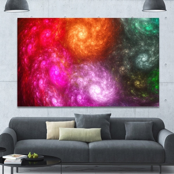 Designart 'Multi-Color Rotating Galaxies' Extra Large Abstract Canvas Wall Art