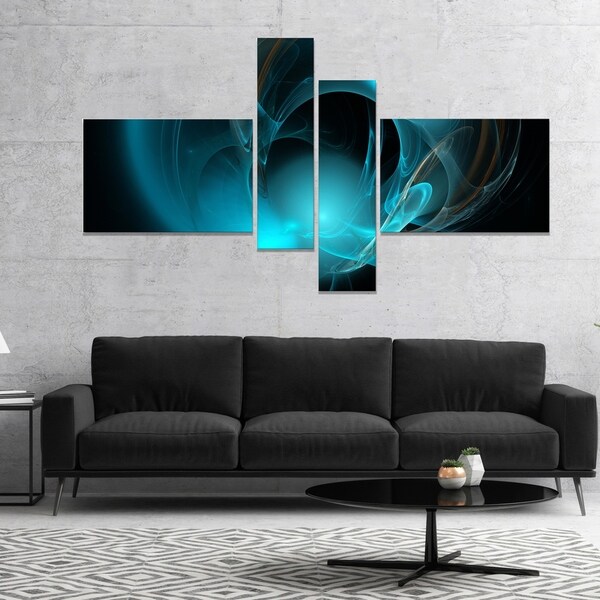 Designart 'Blue Fractal Galactic Nebula' Abstract Wall Art Canvas