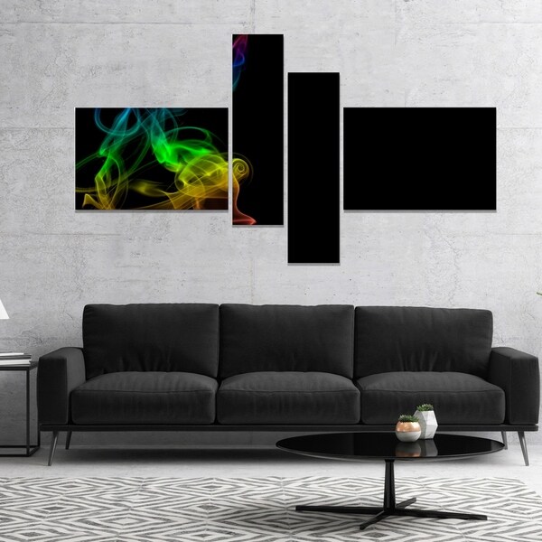 Designart 'Colorful Abstract Smoke Waves' Abstract Canvas Wall Art