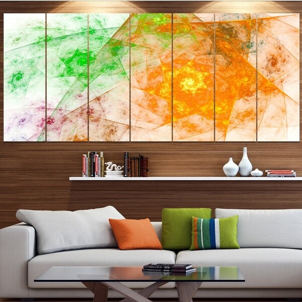Designart 'Green Yellow Rotating Polyhedron' Abstract Wall Art on Canvas