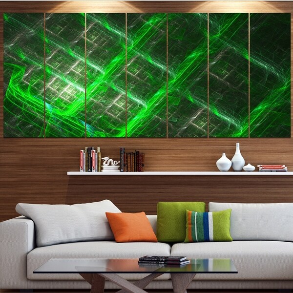 Designart 'Green Abstract Metal Grill' Abstract Art on Canvas