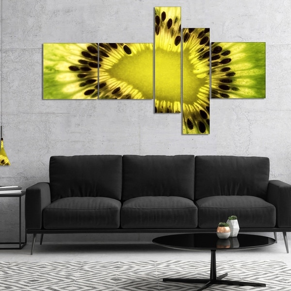 Designart 'Green Kiwi Seeds and Inside Pattern' Abstract Canvas Art Print