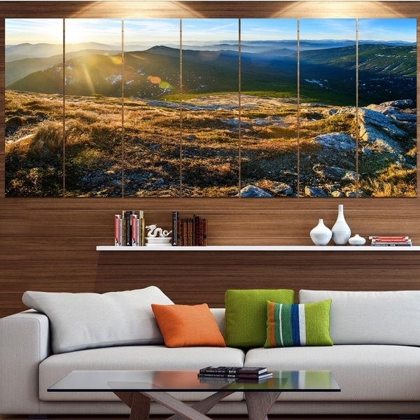 Designart 'Mountains Glowing in Sunlight' Landscape Wall Artwork on Canvas