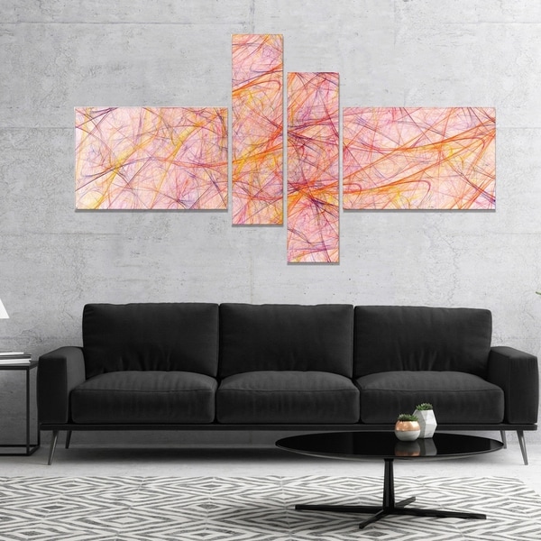 Designart 'Mystic Pink Fractal Veins' Abstract Canvas Art Print