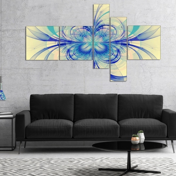 Designart 'Blue Fractal Flower Pattern' Floral Art Canvas Print