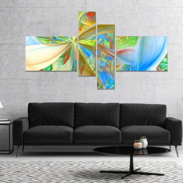 Designart 'Yellow Fractal Exotic Plant Stems' Abstract Canvas Art Print