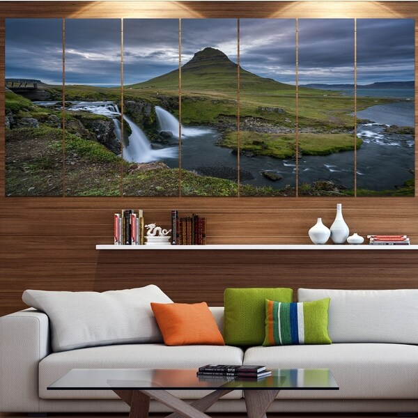Designart 'Beautiful Kirkjufellsfoss Waterfall' Landscape Canvas Wall Artwork