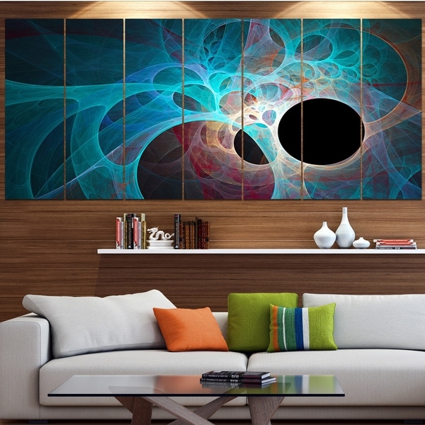 Designart 'Fractal Angel Wings in Blue' Abstract Wall Art Canvas