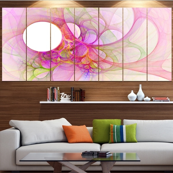 Designart 'Light Pink Angel Wings on White' Abstract Wall Art Canvas