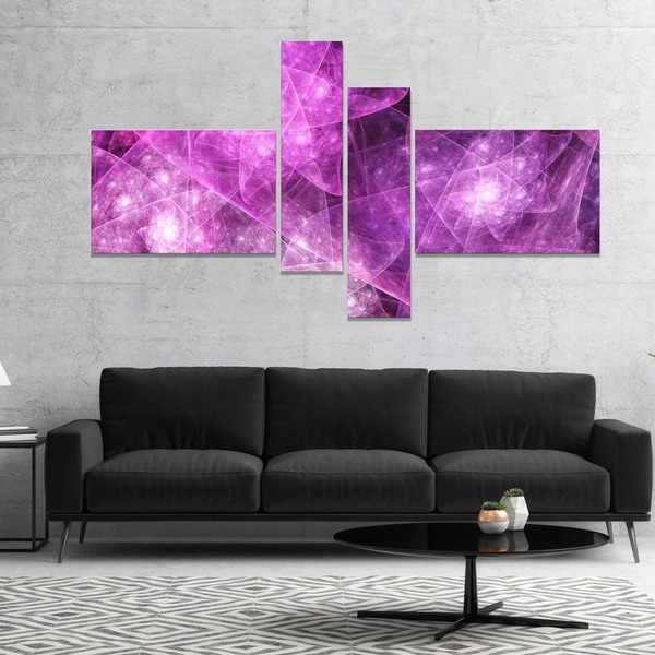 Designart 'Pink Rotating Polyhedron' Abstract Canvas Art Print