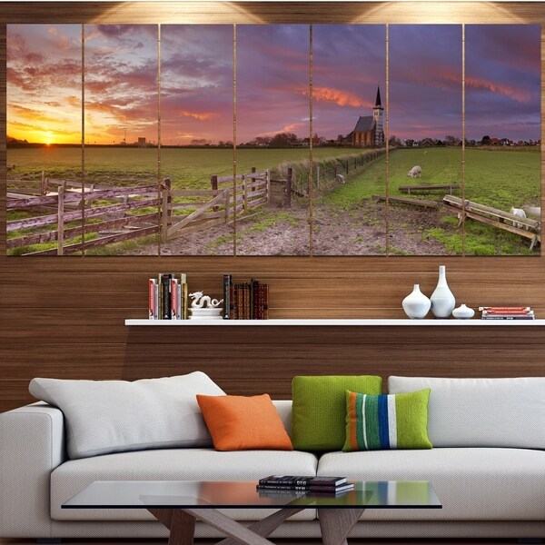 Designart 'Church of Den Hoorn on Texel Island' Landscape Wall Art on Canvas