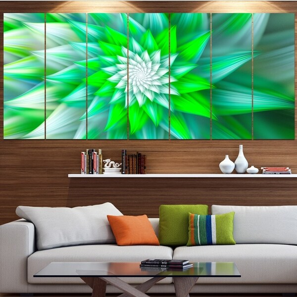 Designart 'Large Green Alien Fractal Flower' Modern Floral Artwork