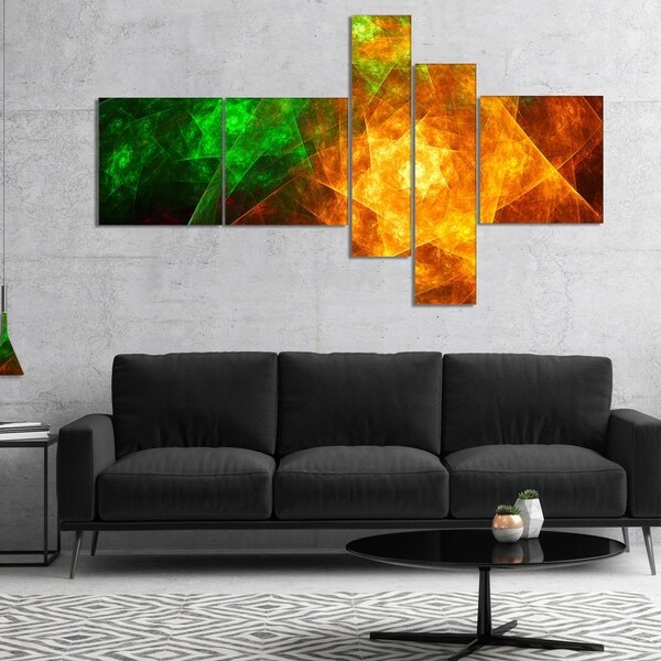 Designart 'Yellow Rotating Polyhedron' Abstract Canvas Art Print