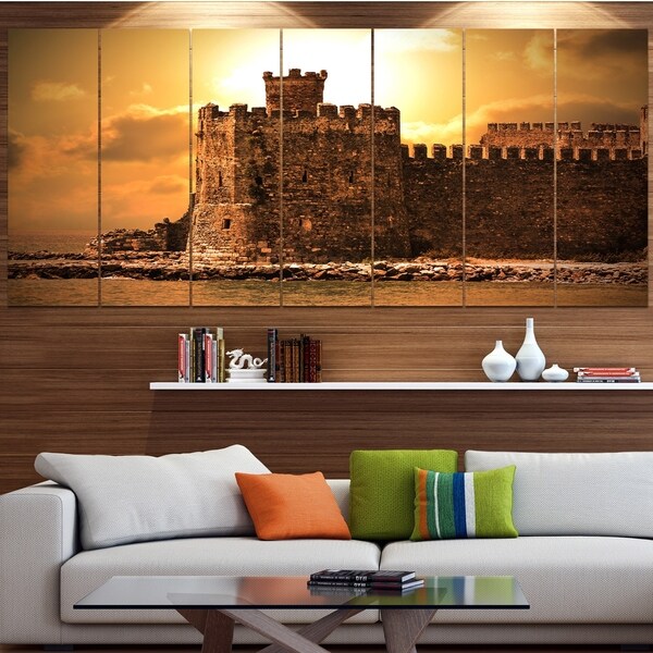 Designart 'Old Castle at Sunset' Landscape Canvas Wall Artwork