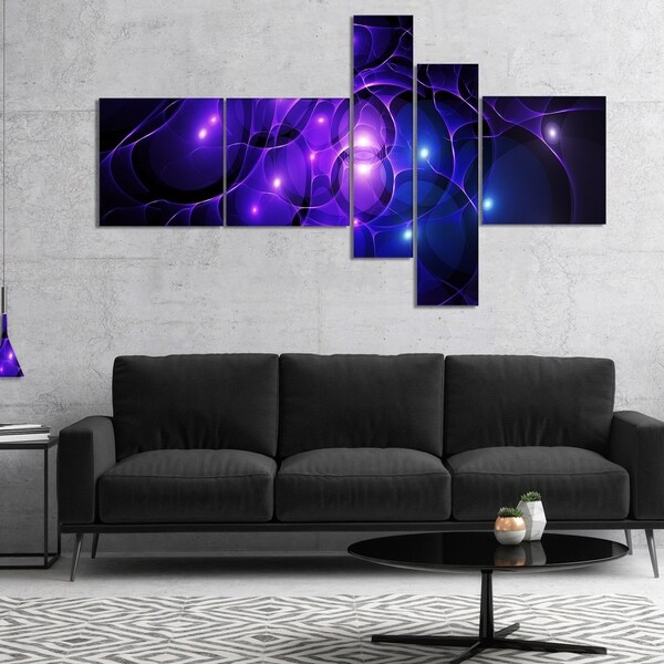 Designart 'Blue Fractal Space Circles' Abstract Canvas Art Print