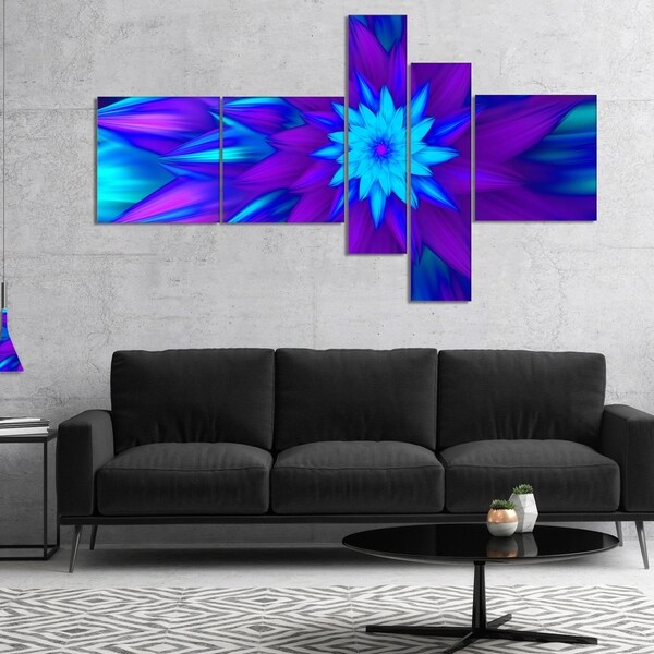 Designart 'Dance of Blue Flower Petals' Floral Canvas Art Print