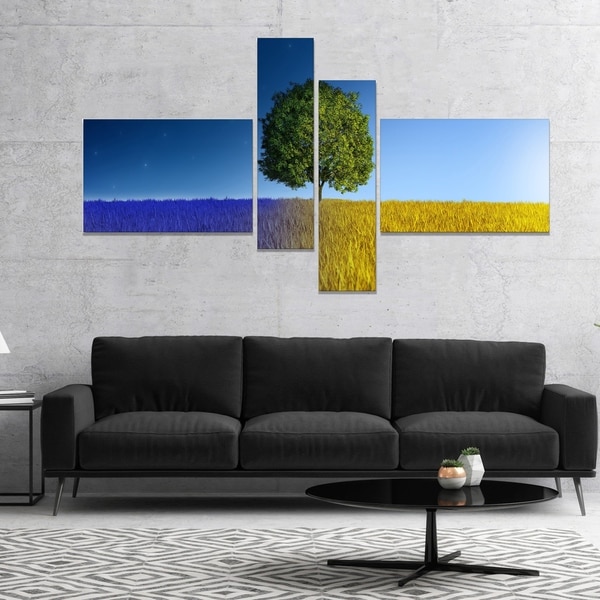Designart 'Tree in Night and Day' Landscape Canvas Art Print