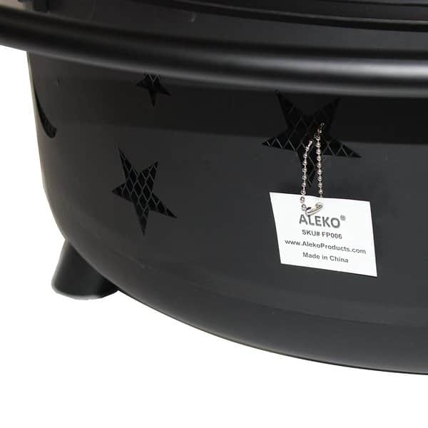 Shop Aleko Black Steel Moon And Star 30 Inch Fire Pit With With