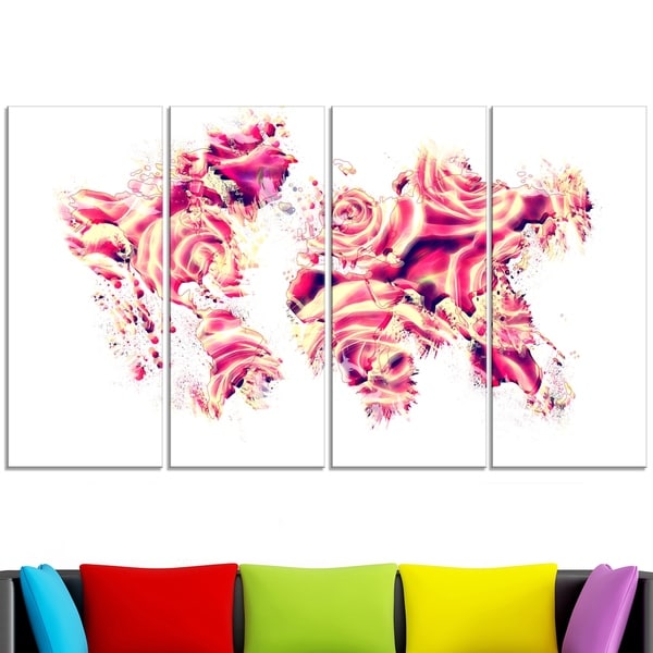 Design Art 'Roses of the World' Map Canvas Art Print