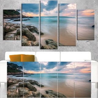 Gloomy Tropical Sunset Beach - Extra Large Seascape Art Canvas - Bed ...