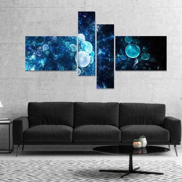 Designart 'Blue Spherical Water Drops' Floral Canvas Art Print