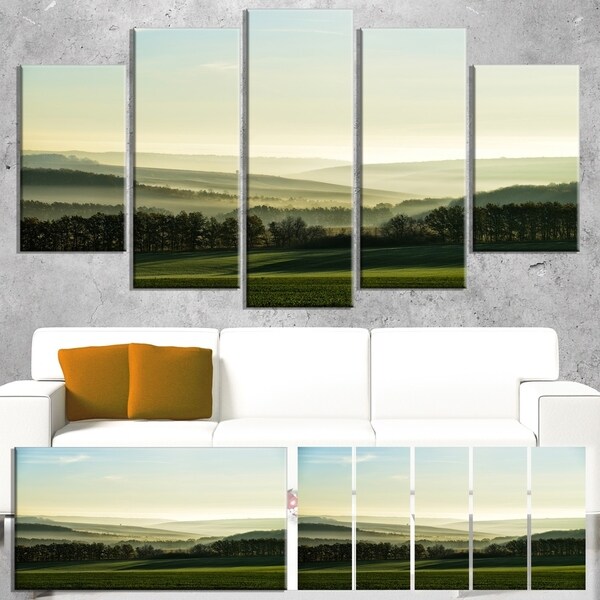 Designart 'Superb Green Hills in the Fog' Landscape Artwork Canvas Print