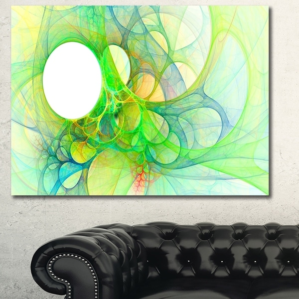 Designart 'Fractal Angel Wings in Green' Abstract Wall Art Canvas
