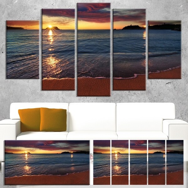 Designart 'Beautiful Clear Seashore at Sunset' Seashore Art Print on Canvas