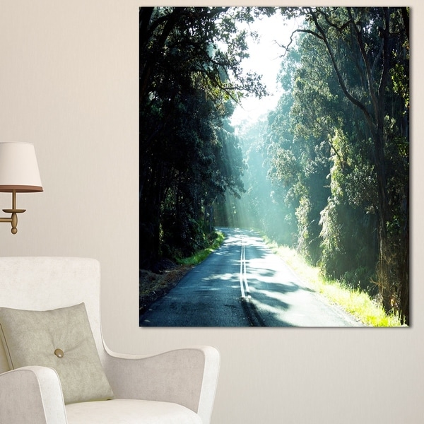 Designart 'Road in the Jungle At Sunset' Landscape Art Print Canvas