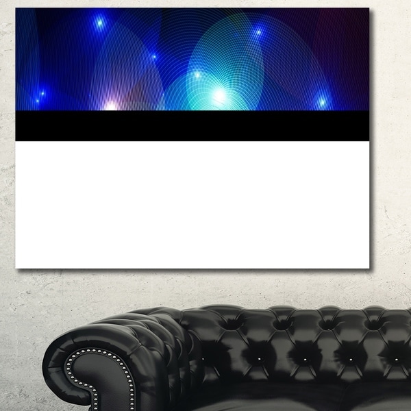 Designart 'Dark Blue Fractal Lights in Fog' Extra Large Abstract Canvas Art Print Canvas