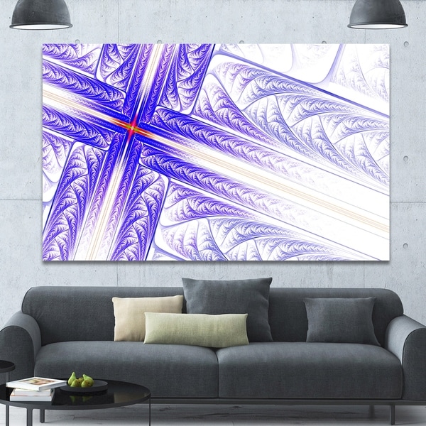 Designart 'Blue Fractal Cross Design' Large Glossy Canvas Art Print