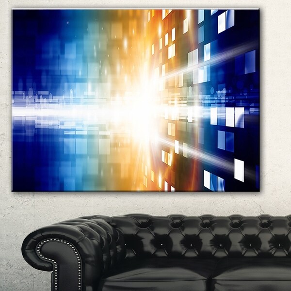 Designart 'Fire on Blue' Abstract Canvas Art Print