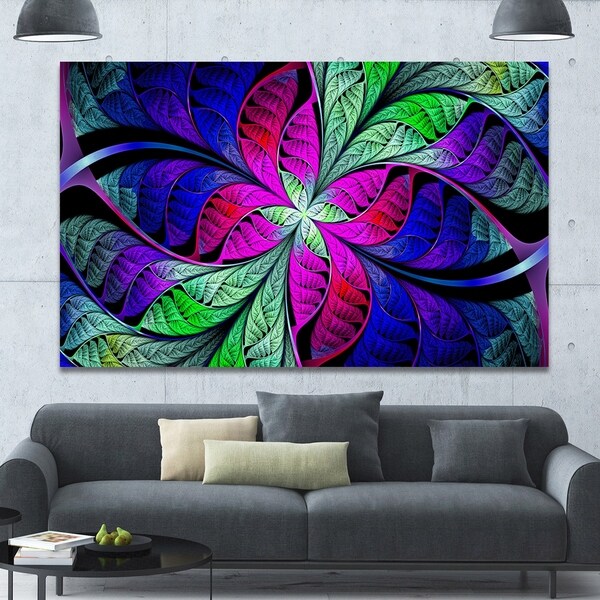 Designart 'Multi-Color Stained Glass Texture' Abstract Wall Art on Canvas