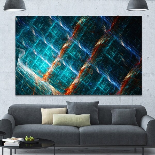 Designart 'Glowing Green Fractal Grill' Extra Large Abstract Art on Canvas
