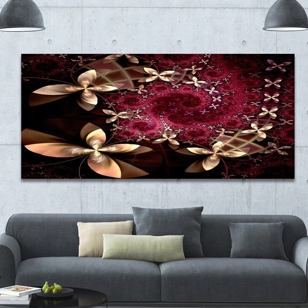 Designart 'Yellow and Red Fractal Flower Pattern' Abstract Wall Art Canvas