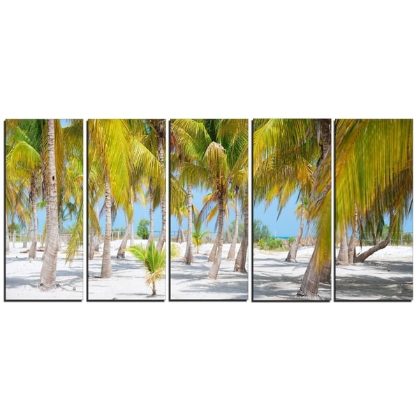 Designart - Palm Trees - 5 Piece Landscape Photography Canvas Art Print