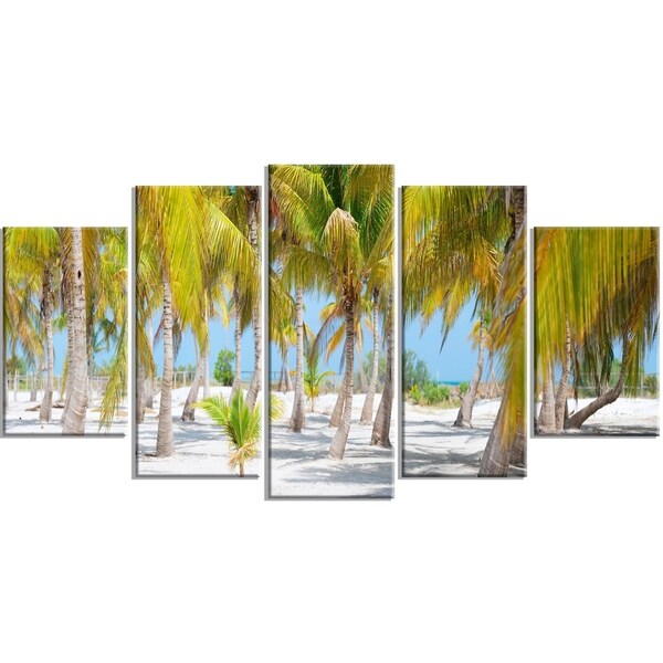 Designart - Palm Trees - 5 Piece Landscape Photography Canvas Art Print