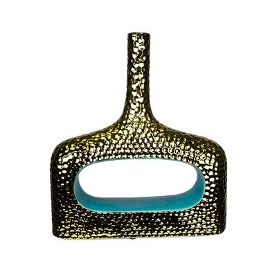 Decorative Ceramic Vase, Turquoise/Gold